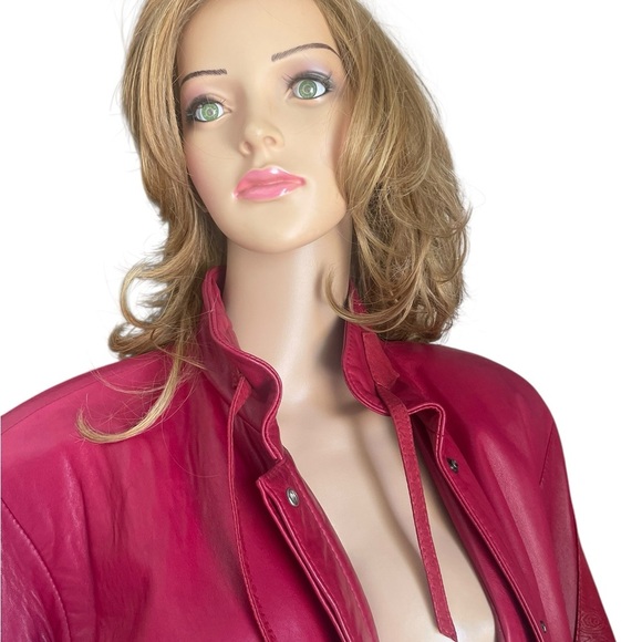 VTG Sibylle Lynn Made in Canada Soft Leather Oxblood Blazer/pants size 8 New! - Picture 3 of 16